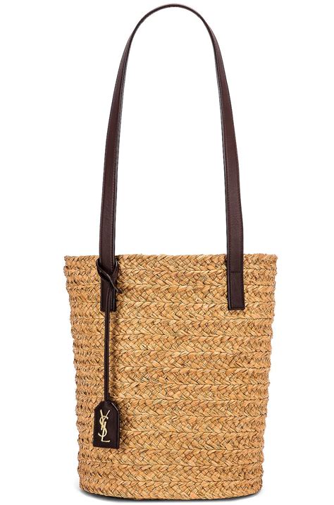 Saint Laurent YSL Woven Raffia Tote Bag .